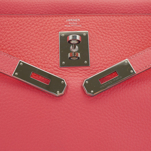 HERMES KELLY 28 RETOURNE ROSE AZALEE TAURILLON CLEMENCE HAND SHOULDER BAG 2020 Y STAMP PALLADIUM HARDWARE 90335567