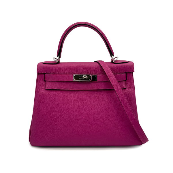 HERMES KELLY 28 RETOURNE ROSE PURPLE TOGO 2017 A STAMP PALLADIUM HARDWARE 90318751