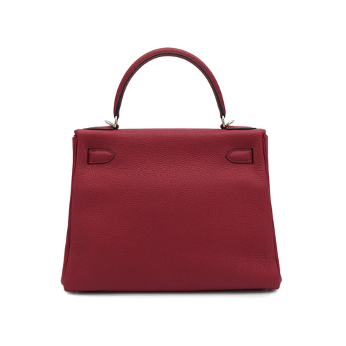 HERMES KELLY 28 RETOURNE ROUGE GRENAT TOGO HAND SHOULDER BAG 2019 D STAMP PALLADIUM HARDWARE 90334140