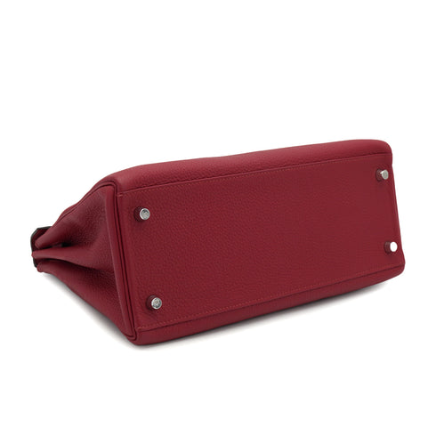 HERMES KELLY 28 RETOURNE ROUGE GRENAT TOGO HAND SHOULDER BAG 2019 D STAMP PALLADIUM HARDWARE 90334140