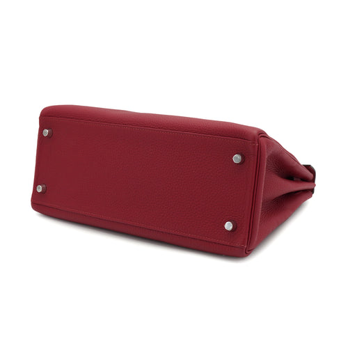 HERMES KELLY 28 RETOURNE ROUGE GRENAT TOGO HAND SHOULDER BAG 2019 D STAMP PALLADIUM HARDWARE 90334140