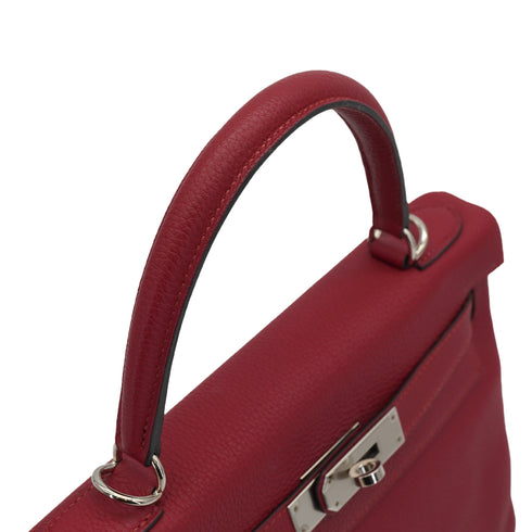 HERMES KELLY 28 RETOURNE ROUGE GRENAT TOGO HAND SHOULDER BAG 2019 D STAMP PALLADIUM HARDWARE 90334140