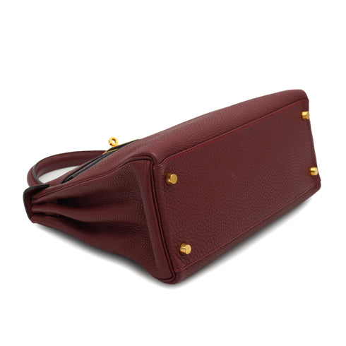 HERMES KELLY 28 RETOURNE ROUGE H TOGO HAND SHOULDER BAG 2004 SQUARE H GOLD HARDWARE 90331962