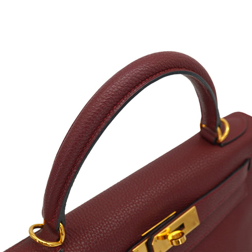 HERMES KELLY 28 RETOURNE ROUGE H TOGO HAND SHOULDER BAG 2004 SQUARE H GOLD HARDWARE 90331962