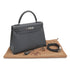 HERMES KELLY 28 SELLIER ARDOISE BOXCALF HAND SHOULDER BAG 1999 SQUARE C SILVER HARDWARE 90325595