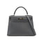 HERMES KELLY 28 SELLIER ARDOISE BOXCALF HAND SHOULDER BAG 1999 SQUARE C SILVER HARDWARE 90325595