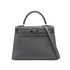 HERMES KELLY 28 SELLIER ARDOISE BOXCALF HAND SHOULDER BAG 1999 SQUARE C SILVER HARDWARE 90325595