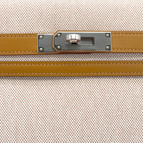HERMES KELLY 28 SELLIER BISCUIT TOILE H VEAU SWIFT HAND SHOULDER BAG 2021 Z STAMP PALLADIUM HARDWARE 90327051