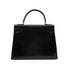 HERMES KELLY 28 SELLIER BLACK BOXCALF HAND SHOULDER BAG 1985 CIRCLE O GOLD HARDWRE 90315004