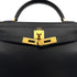 HERMES KELLY 28 SELLIER BLACK BOXCALF HAND SHOULDER BAG 1999 SQUARE C GOLD HARDWARE 90318200