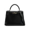 HERMES KELLY 28 SELLIER BLACK BOXCALF HAND SHOULDER BAG 2002 SQUARE F PALLADIUM HARDWARE 90336791