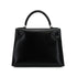 HERMES KELLY 28 SELLIER BLACK BOXCALF HAND SHOULDER BAG 2002 SQUARE F PALLADIUM HARDWARE 90336791