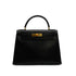 HERMES KELLY 28 SELLIER BLACK BOX CALF HAND BAG 1978 CIRCLE H GOLD HARDWARE 90341424