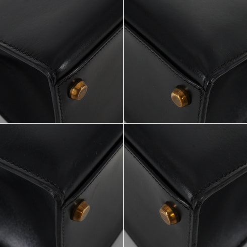 HERMES KELLY 28 SELLIER BLACK BOX CALF HAND BAG 1978 CIRCLE H GOLD HARDWARE 90341424