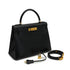 HERMES KELLY 28 SELLIER BLACK BOX CALF HAND SHOULDER BAG 1991 CIRCLE U GOLD HARDWARE 90346863