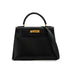 HERMES KELLY 28 SELLIER BLACK BOX CALF HAND SHOULDER BAG 1991 CIRCLE U GOLD HARDWARE 90346863