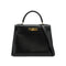 HERMES KELLY 28 SELLIER BLACK BOX CALF HAND SHOULDER BAG 1993 CIRCLE W GOLD HARDWARE 90340467