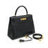 HERMES KELLY 28 SELLIER BLACK BOX CALF HAND SHOULDER BAG 1994 CIRCLE X GOLD HARDWARE 90335149