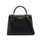 HERMES KELLY 28 SELLIER BLACK BOX CALF HAND SHOULDER BAG 1994 CIRCLE X GOLD HARDWARE 90335149