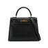 HERMES KELLY 28 SELLIER BLACK BOX CALF HAND SHOULDER BAG 1994 CIRCLE X GOLD HARDWARE 90335149