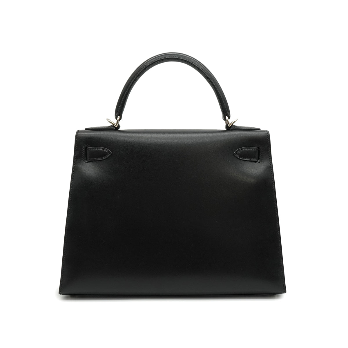 HERMES KELLY 28 SELLIER BLACK BOX CALF HAND SHOULDER BAG 1998