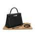 HERMES KELLY 28 SELLIER BLACK BOX CALF HAND SHOULDER BAG 2000 SQUARE D PALLADIUM HARDWARE 90334274