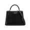 HERMES KELLY 28 SELLIER BLACK BOX CALF HAND SHOULDER BAG 2000 SQUARE D PALLADIUM HARDWARE 90334274