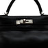 HERMES KELLY 28 SELLIER BLACK BOX CALF HAND SHOULDER BAG 2003 SQUARE G SILVER HARDWARE 90338879