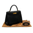 HERMES KELLY 28 SELLIER BLACK BOX CALF HAND SHOULDER BAG 2004 SQUARE H GOLD HARDWARE 90341432
