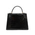 HERMES KELLY 28 SELLIER BLACK CROCODILE ALLIGATOR HAND SHOULDER BAG 1988 CIRCLE R GOLD HARDWARE 90327058