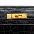 HERMES KELLY 28 SELLIER BLACK CROCODILE ALLIGATOR HAND SHOULDER BAG 1988 CIRCLE R GOLD HARDWARE 90327058
