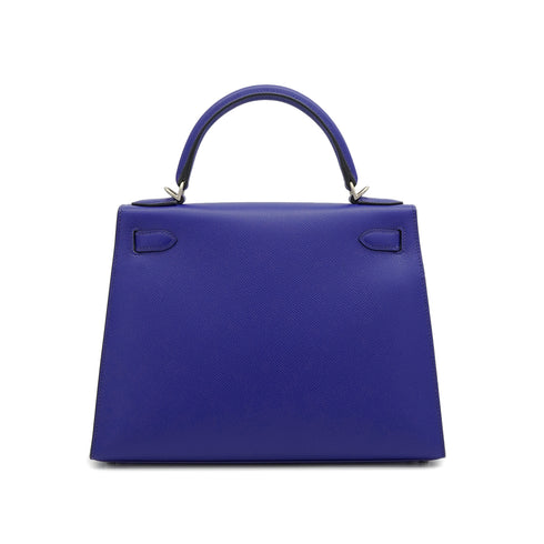 HERMES KELLY 28 SELLIER BLUE ELECTRIQUE VEAU EPSOM HAND SHOULDER BAG 2022 U STAMP MATT HARDWARE 90341835