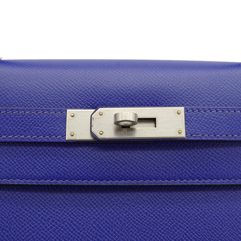HERMES KELLY 28 SELLIER BLUE ELECTRIQUE VEAU EPSOM HAND SHOULDER BAG 2022 U STAMP MATT HARDWARE 90341835