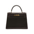 HERMES KELLY 28 SELLIER CHOCOLAT BOXCALF HAND BAG 1977 CIRCLE G GOLD HARDWRE 90329202
