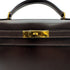 HERMES KELLY 28 SELLIER CHOCOLAT BOXCALF HAND BAG 1977 CIRCLE G GOLD HARDWRE 90329202