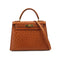 HERMES KELLY 28 SELLIER COGNAC OSTRICH HAND SHOULDER BAG 1992 CIRCLE V GOLD HARDWRE 90322280