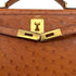 HERMES KELLY 28 SELLIER COGNAC OSTRICH HAND SHOULDER BAG 1992 CIRCLE V GOLD HARDWRE 90322280