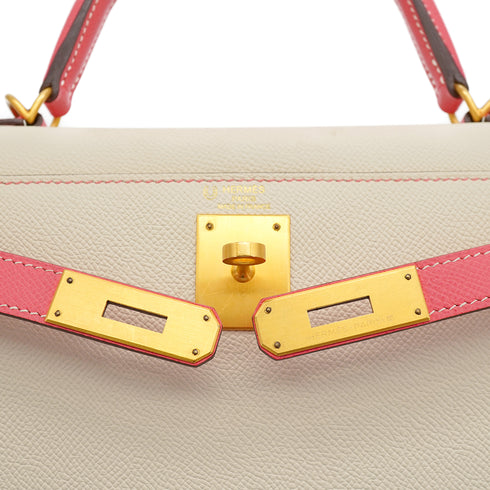 HERMES KELLY 28 SELLIER CRAIE ROSE AZALEE VEAU EPSOM HAND SHOULDER BAG 2018 C STAMP SPO GOLD HARDWARE 90327314