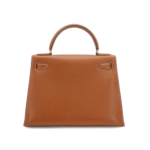 HERMES KELLY 28 SELLIER GOLD COUCHEVEL HAND SHOULDER BAG 1989 CIRCLE S GOLD HARDWARE 90340153