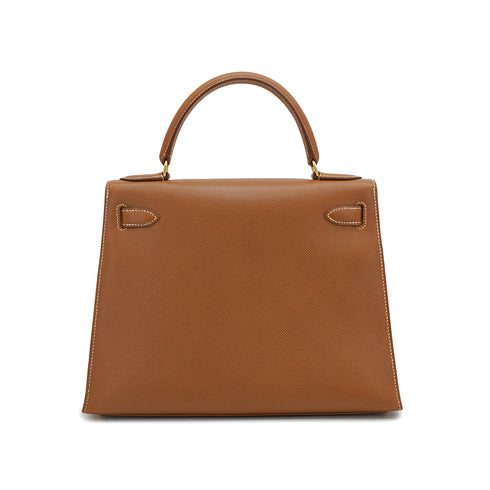 HERMES KELLY 28 SELLIER GOLD COUCHEVEL HAND SHOULDER BAG 1996 CIRCLE Z GOLD HARDWARE 90328920