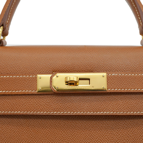 HERMES KELLY 28 SELLIER GOLD COUCHEVEL HAND SHOULDER BAG 1996 CIRCLE Z GOLD HARDWARE 90328920