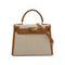 HERMES KELLY 28 SELLIER GOLD TOILE H COUCHEVEL HAND SHOULDER BAG 1994 CIRCLE X GOLD HARDWARE 90344568