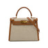 HERMES KELLY 28 SELLIER GOLD TOILE H COUCHEVEL HAND SHOULDER BAG 1994 CIRCLE X GOLD HARDWARE 90344568