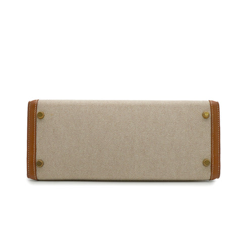 HERMES KELLY 28 SELLIER GOLD TOILE H COUCHEVEL HAND SHOULDER BAG 1994 CIRCLE X GOLD HARDWARE 90344568