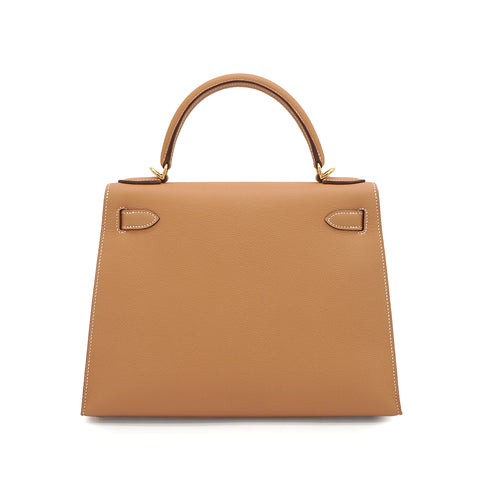 HERMES KELLY 28 SELLIER GOLD VEAU EPSOM HAND SHOULDER BAG 2005 SQUARE I GOLD HARDWARE 90341431