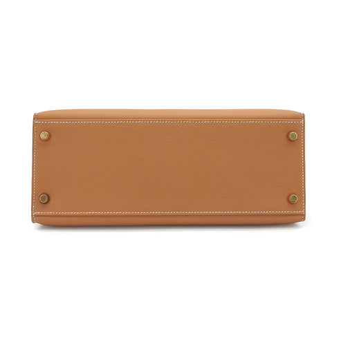 HERMES KELLY 28 SELLIER GOLD VEAU EPSOM HAND SHOULDER BAG 2005 SQUARE I GOLD HARDWARE 90341431