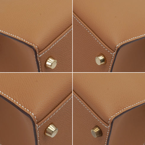 HERMES KELLY 28 SELLIER GOLD VEAU EPSOM HAND SHOULDER BAG 2005 SQUARE I GOLD HARDWARE 90341431