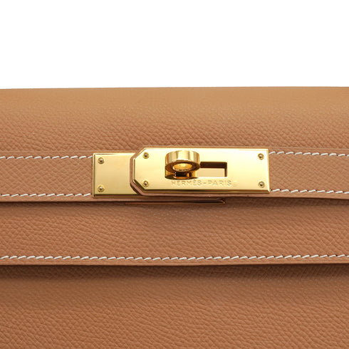 HERMES KELLY 28 SELLIER GOLD VEAU EPSOM HAND SHOULDER BAG 2005 SQUARE I GOLD HARDWARE 90341431