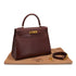 HERMES KELLY 28 SELLIER MARRON FONCE BOXCALF HAND SHOULDER BAG 1996 CIRCLE Z GOLD HARDWARE 90322170