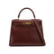 HERMES KELLY 28 SELLIER MARRON FONCE BOXCALF HAND SHOULDER BAG 1996 CIRCLE Z GOLD HARDWARE 90322170